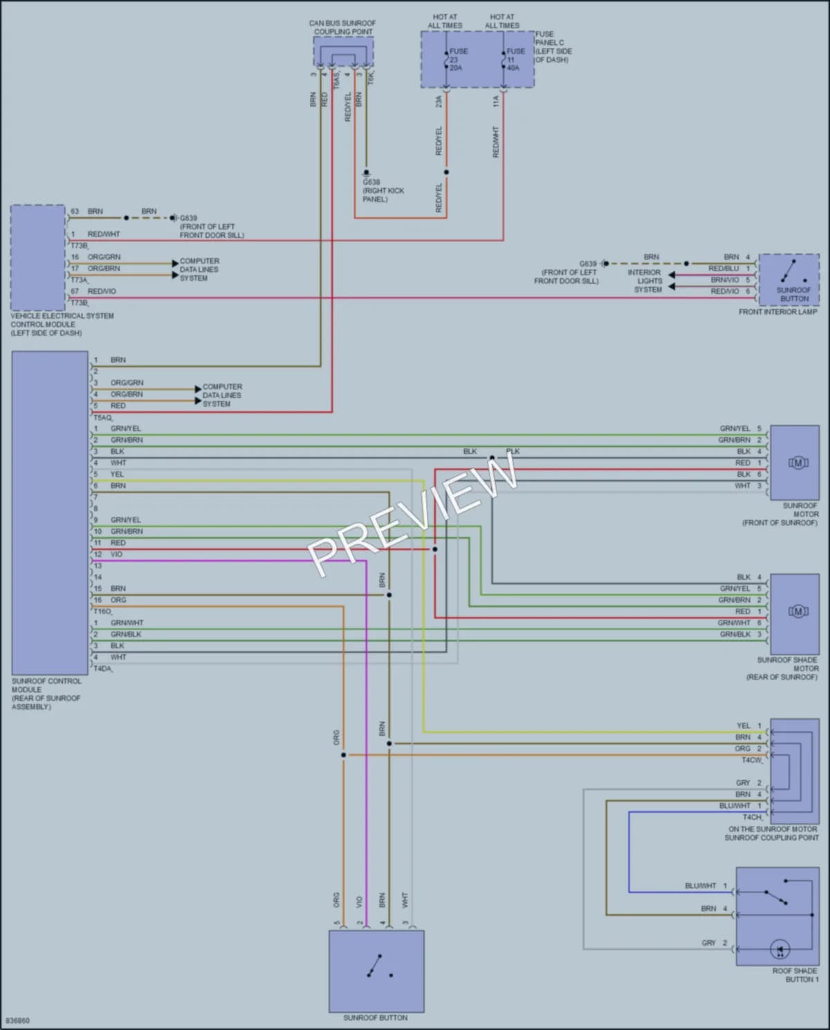 2023 Volkswagen Atlas Power Top Sunroof wiring diagram preview