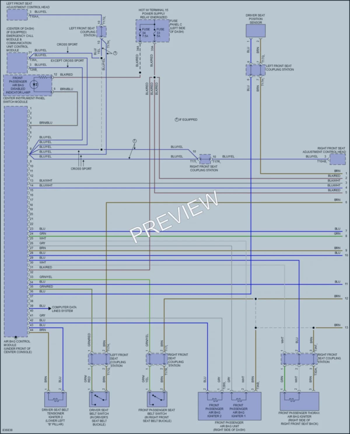 2023 Volkswagen Atlas Supplemental Restraints wiring diagram preview