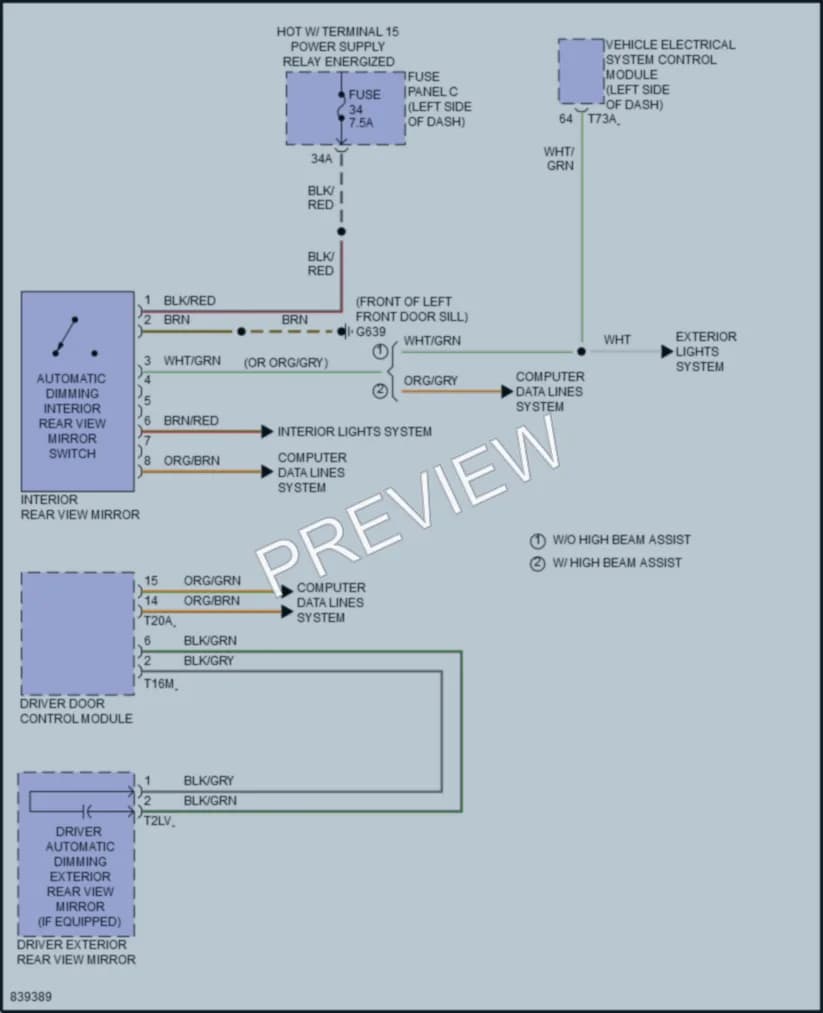 2023 Volkswagen AtlasCrossSport Power Mirrors wiring diagram preview