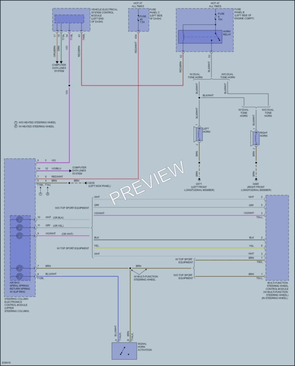 2023 Volkswagen GolfR Horn wiring diagram preview