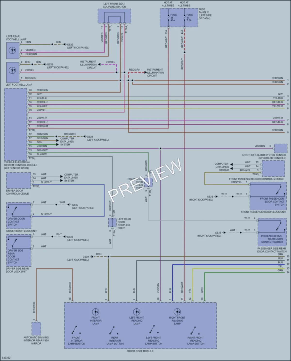 2023 Volkswagen GolfR Interior Lights wiring diagram preview