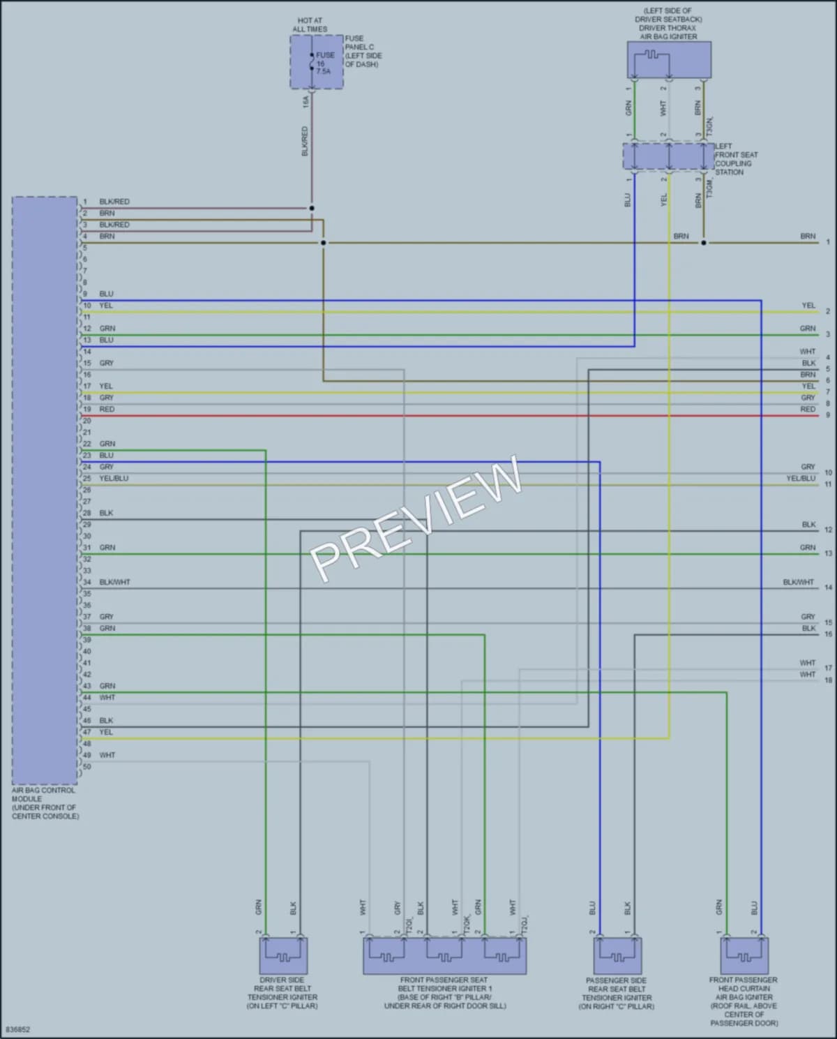 2023 Volkswagen GolfR Supplemental Restraints wiring diagram preview