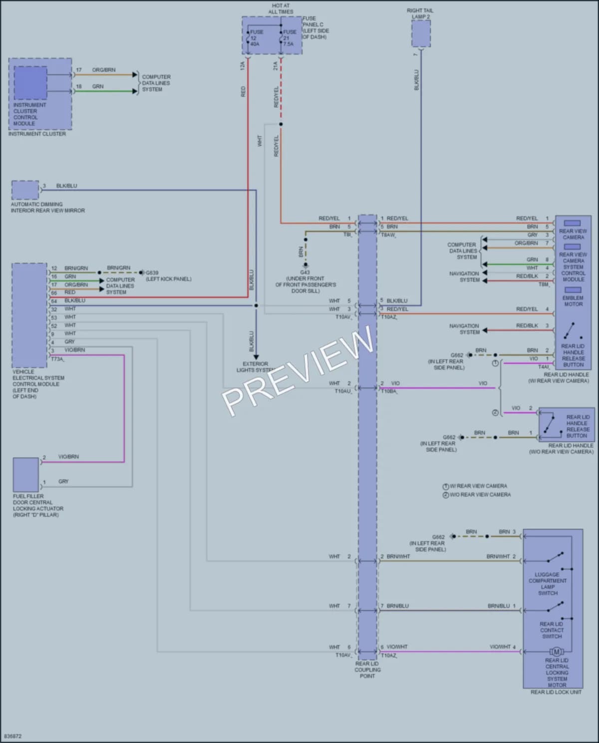2023 Volkswagen GolfR Trunk Tailgate Fuel Door wiring diagram preview