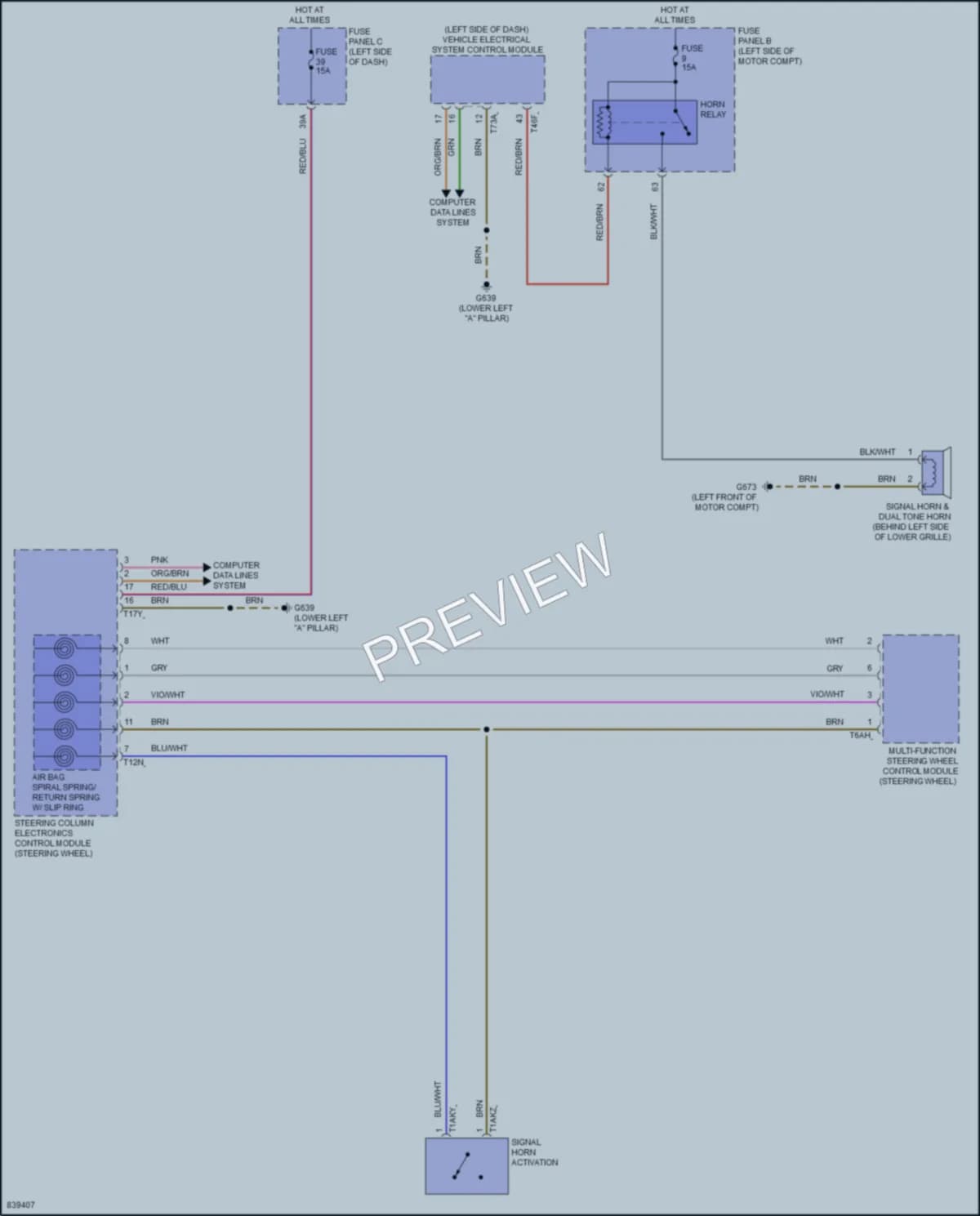 2023 Volkswagen ID4 Horn wiring diagram preview