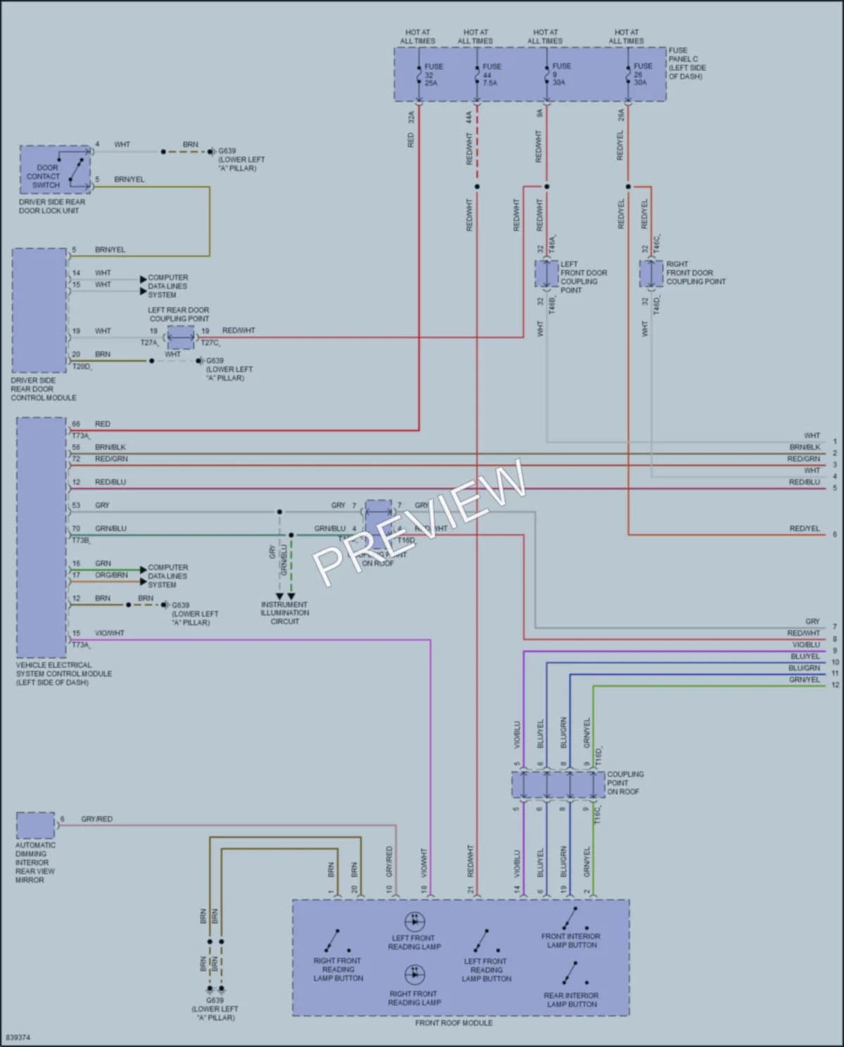 2023 Volkswagen ID4 Interior Lights wiring diagram preview