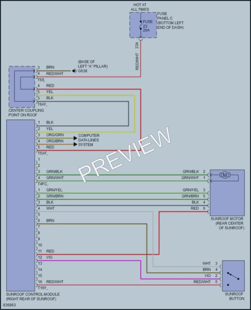 2023 Volkswagen JettaGLI Power Top Sunroof wiring diagram preview