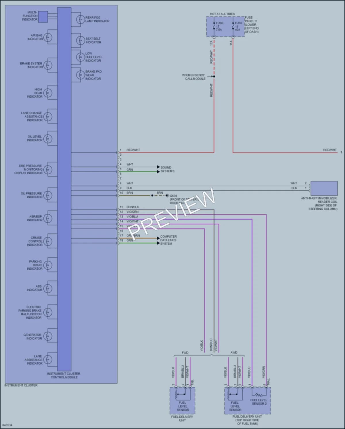2023 Volkswagen Taos Instrument Cluster wiring diagram preview