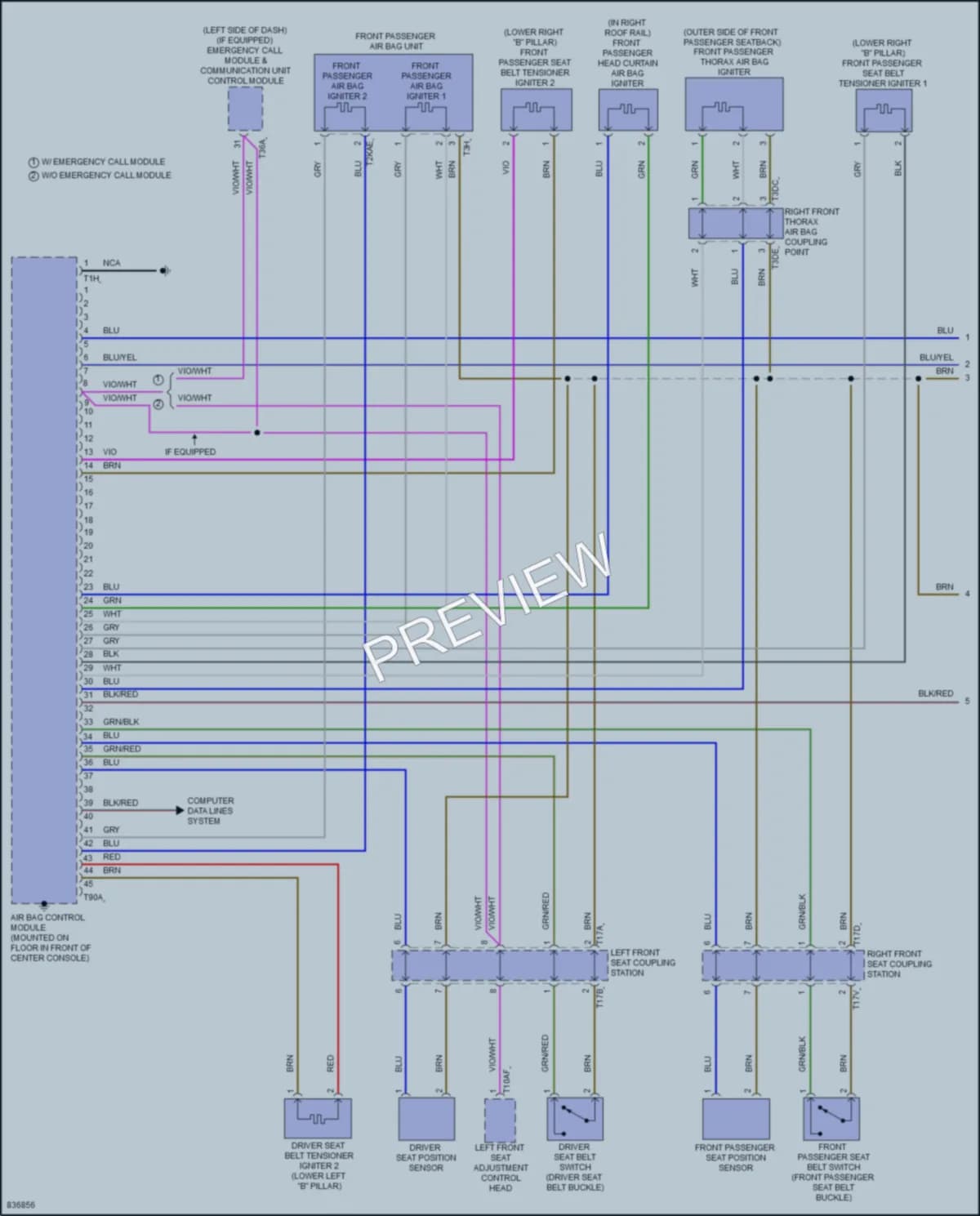 2023 Volkswagen Taos Supplemental Restraints wiring diagram preview