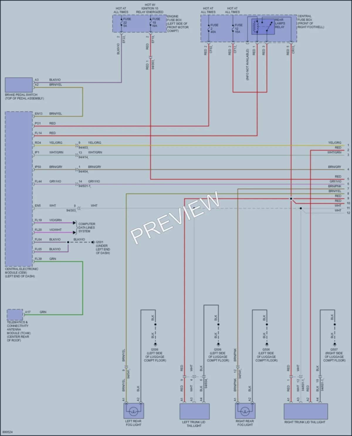2023 Volvo C40Electric Exterior Lights wiring diagram preview