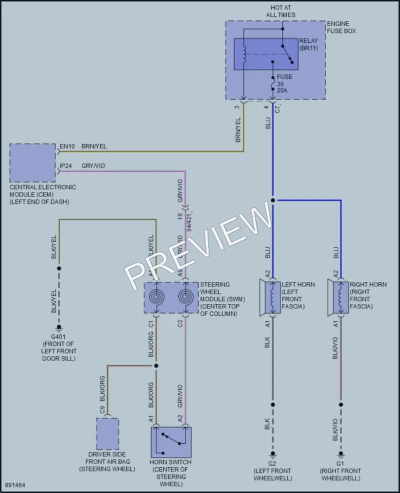 2023 Volvo S60 Horn wiring diagram preview