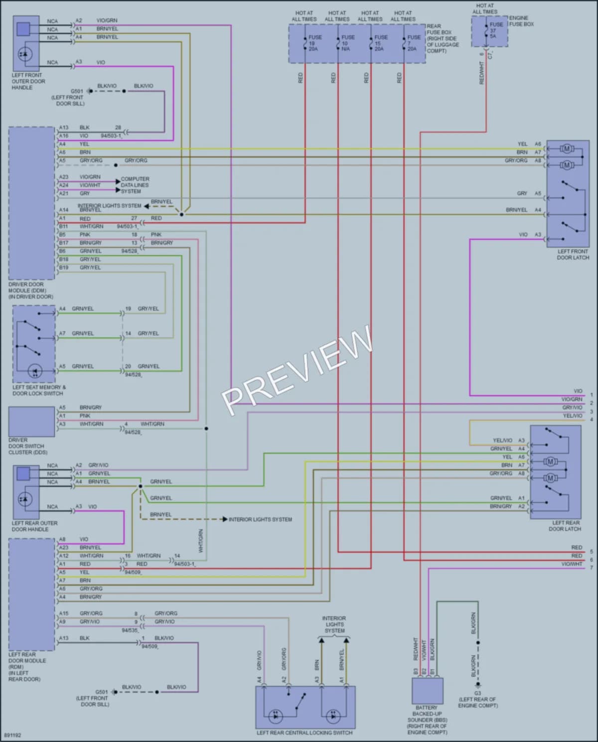 2023 Volvo S60PlugIn Power Door Locks wiring diagram preview