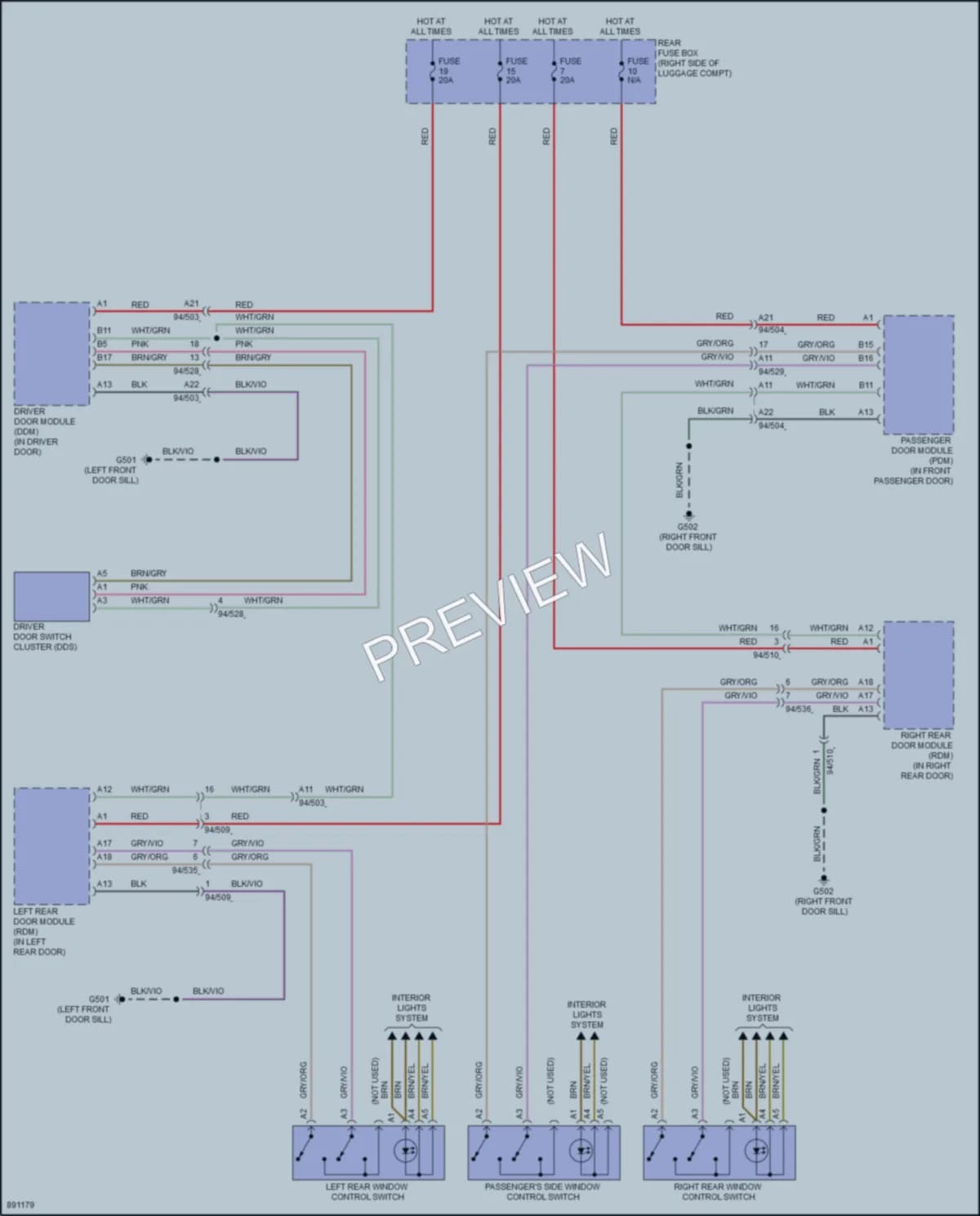 2023 Volvo S60PlugIn Power Windows wiring diagram preview