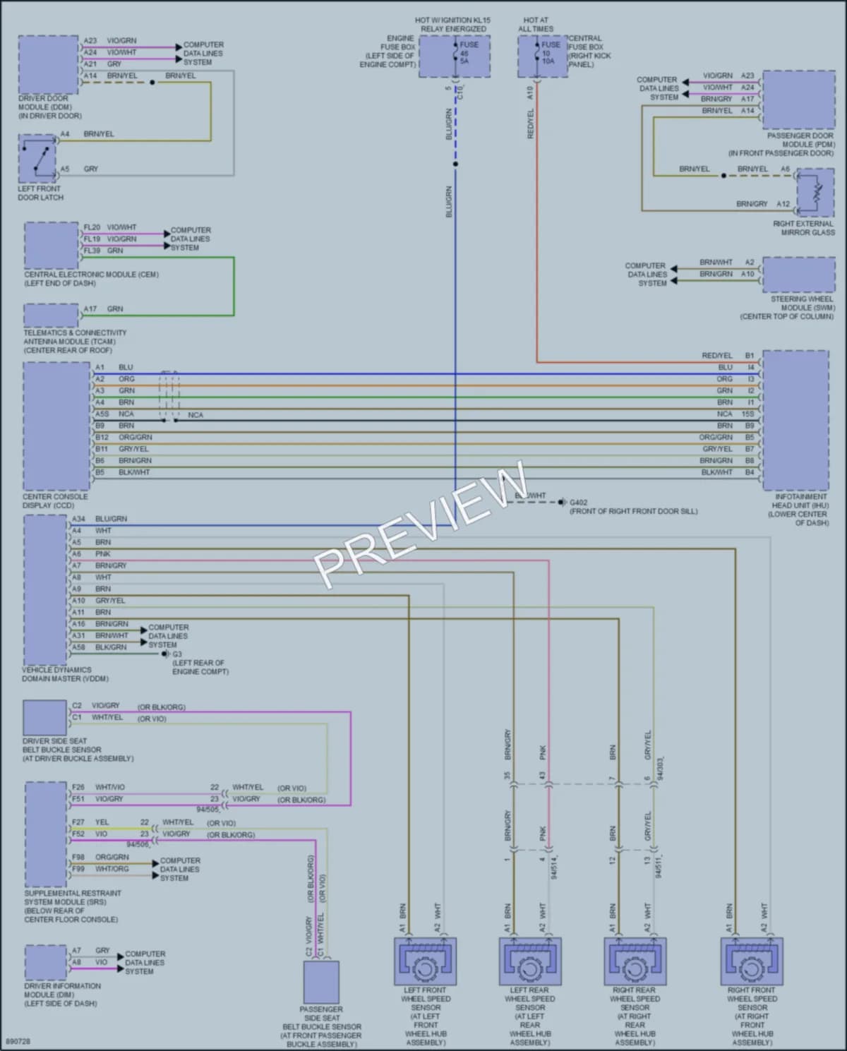 2023 Volvo S90 Warning Systems wiring diagram preview