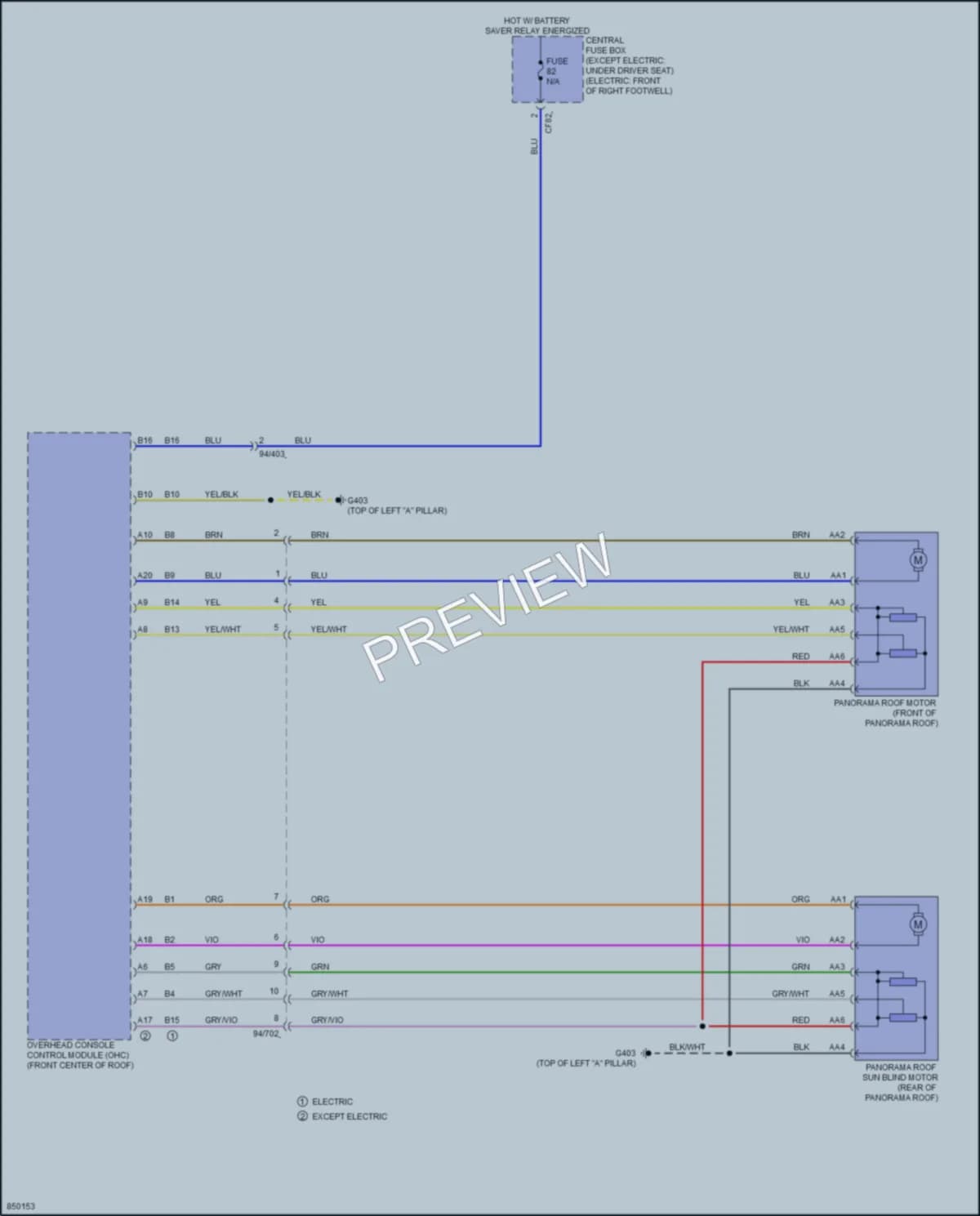 2023 Volvo XC40 Power Top Sunroof wiring diagram preview