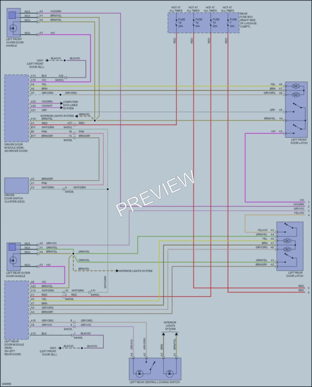 2023 Volvo XC60PlugIn Power Door Locks wiring diagram preview