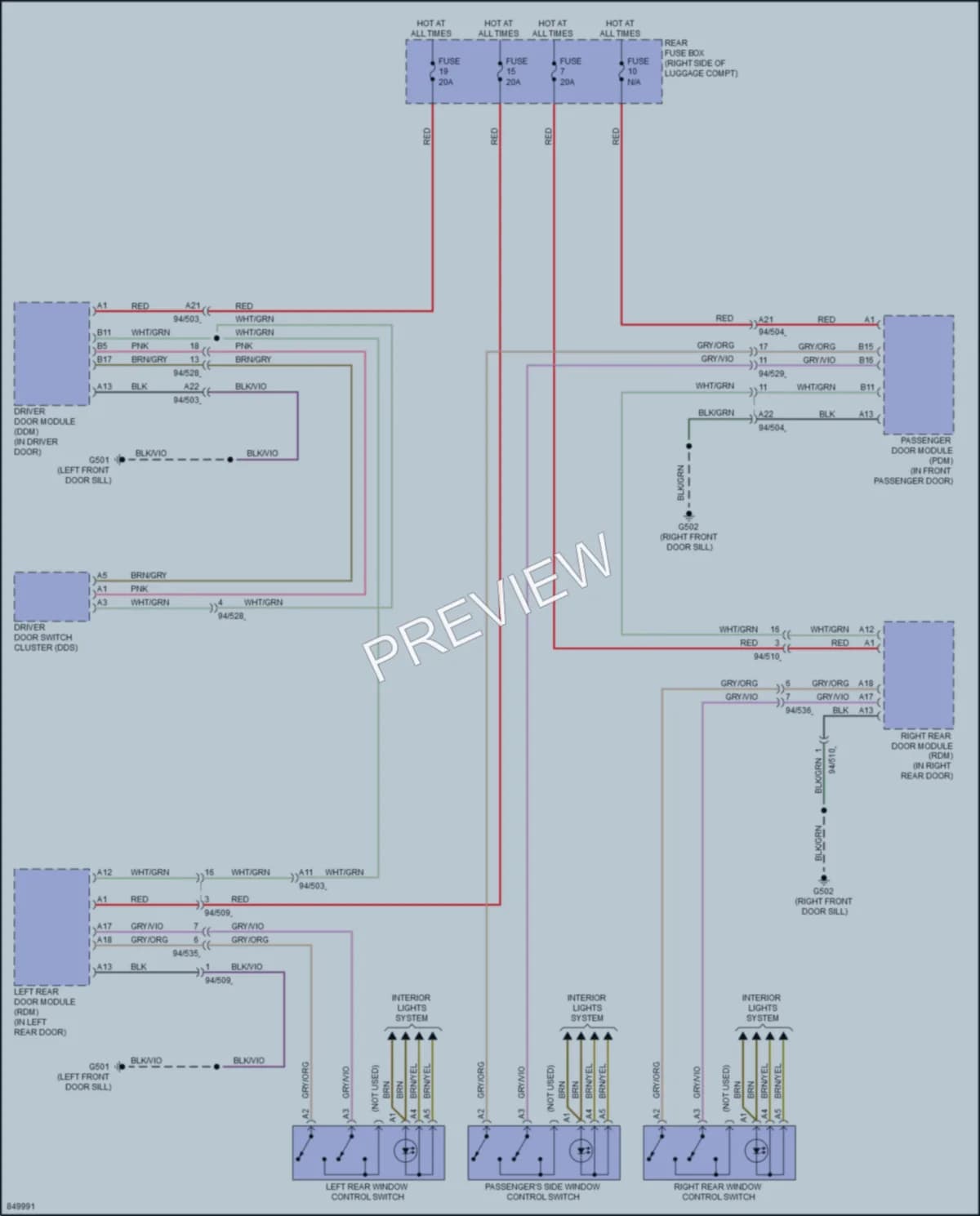 2023 Volvo XC60PlugIn Power Windows wiring diagram preview
