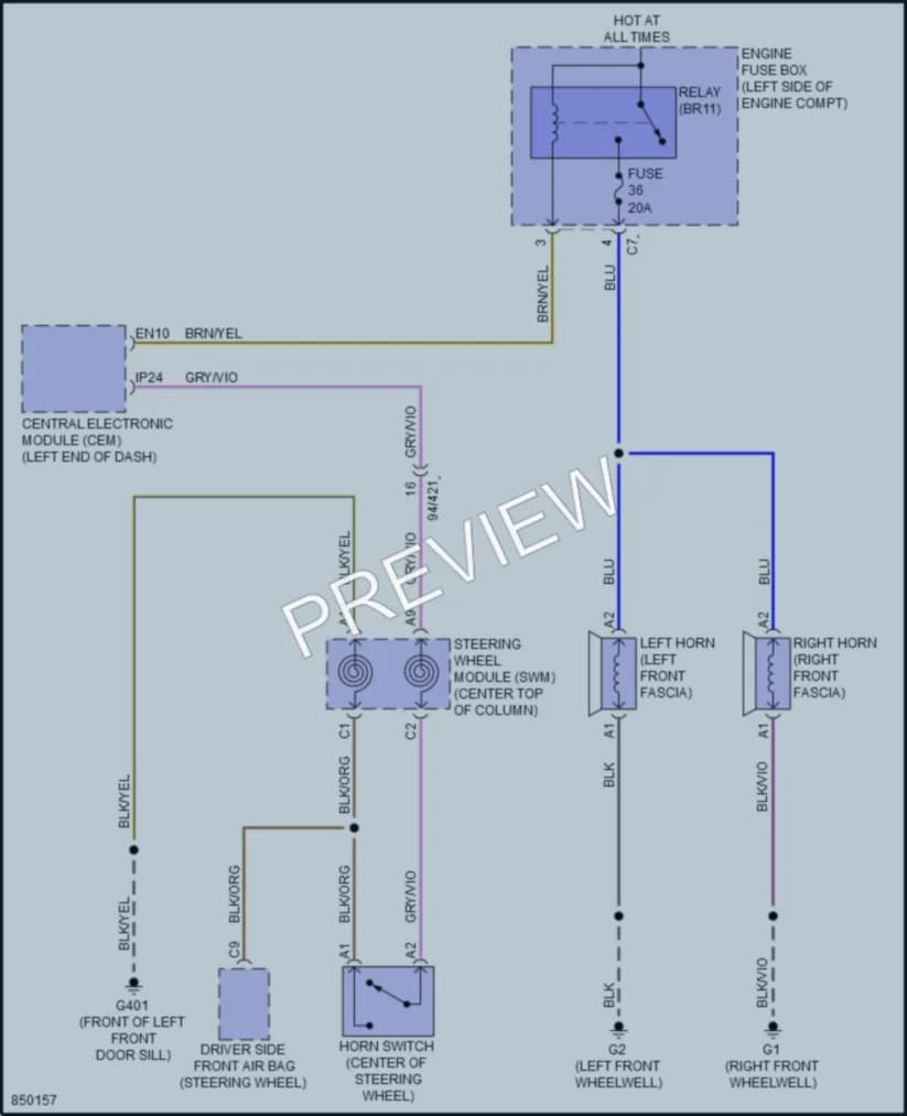 2023 Volvo XC90 Horn wiring diagram preview
