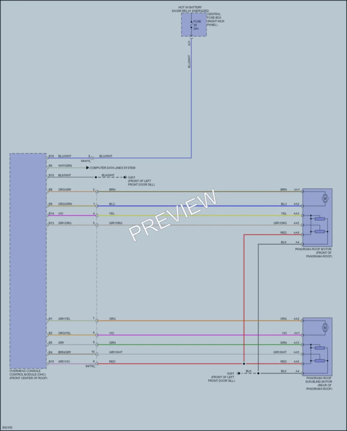 2023 Volvo XC90 Power Top Sunroof wiring diagram preview
