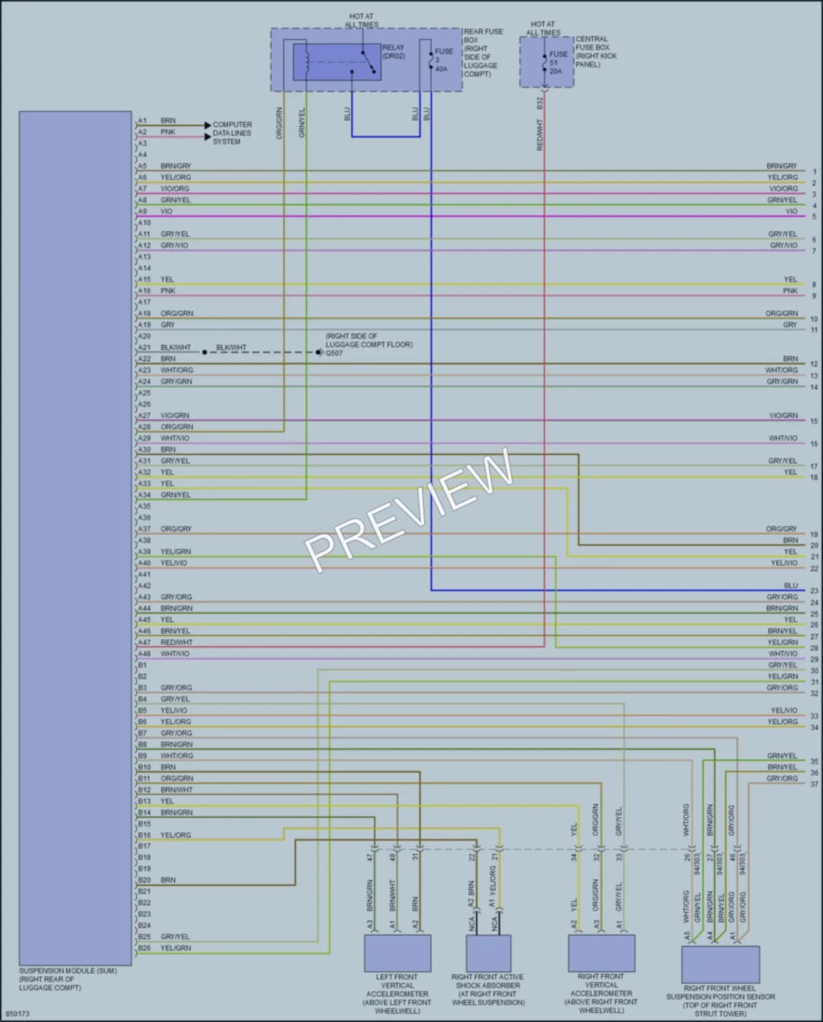 2023 Volvo XC90PlugIn Electronic Suspension wiring diagram preview