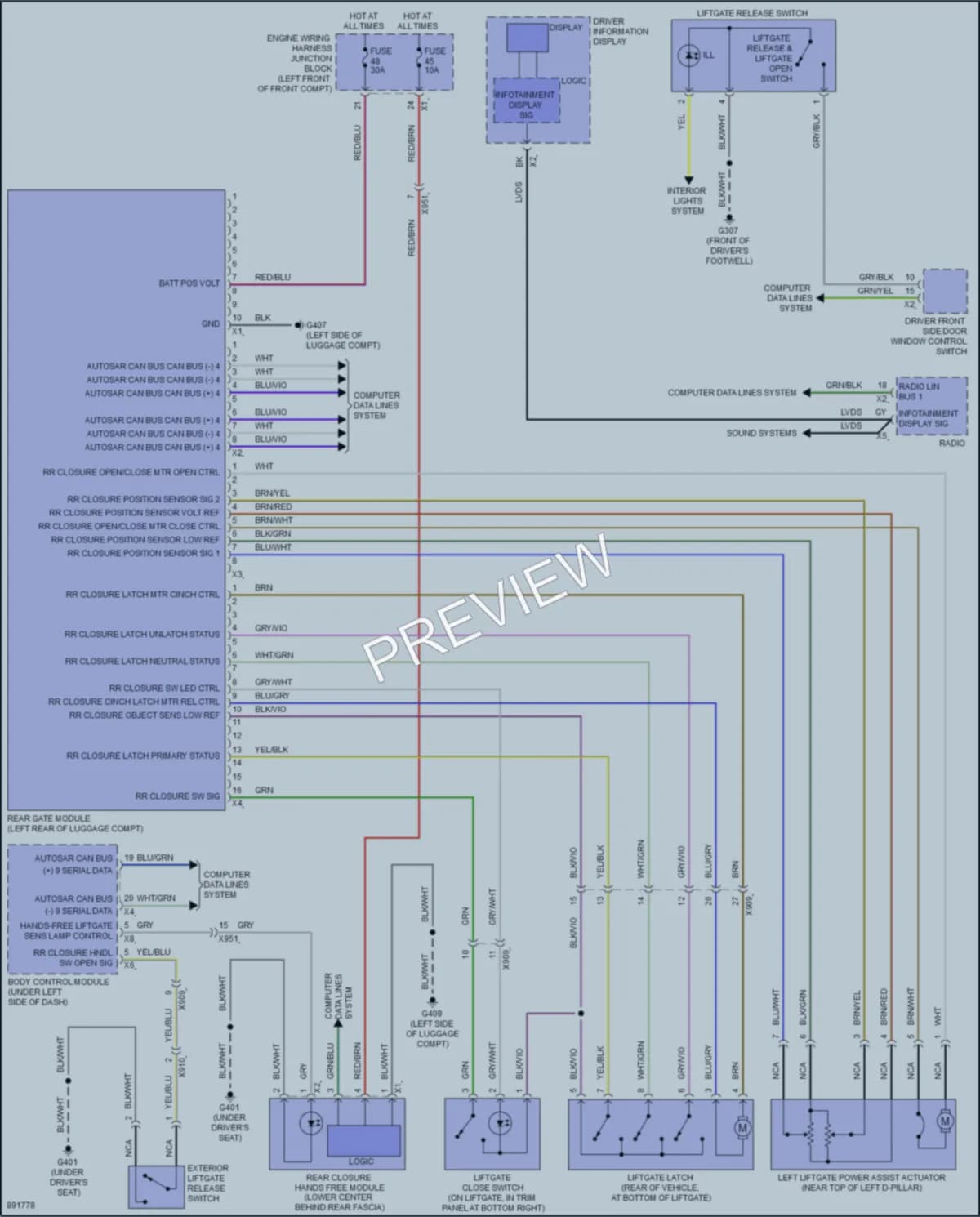 2024 Acura ZDXEV Trunk Tailgate Fuel Door wiring diagram preview