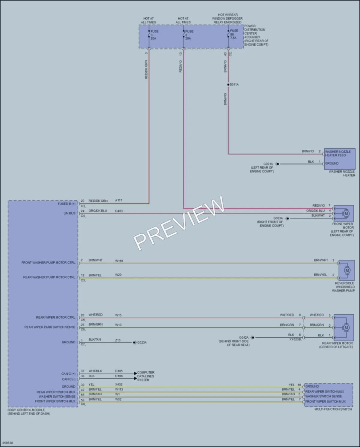 2024 AlfaRomeo Tonale Wiper Washer wiring diagram preview
