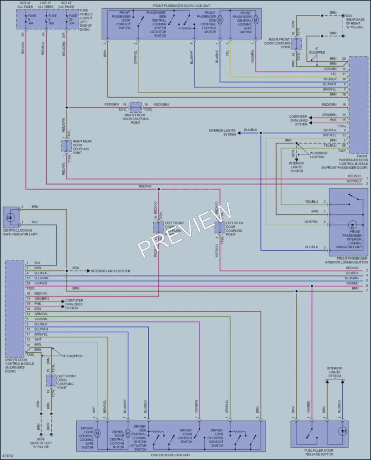 2024 Audi A3 Power Door Locks wiring diagram preview