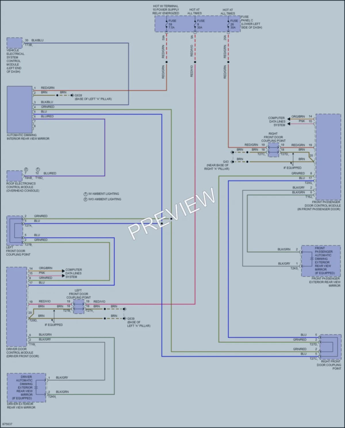 2024 Audi A3 Power Mirrors wiring diagram preview