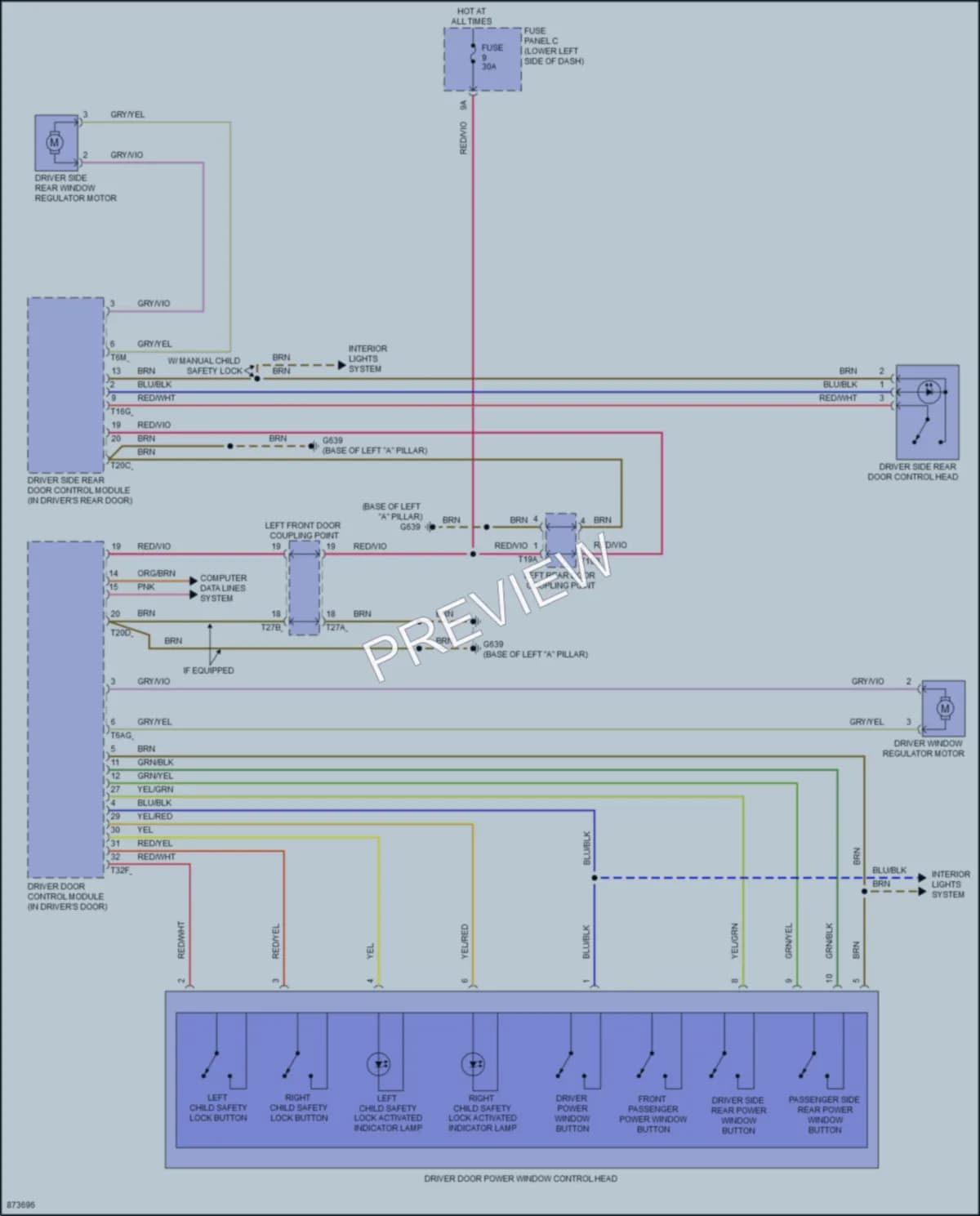 2024 Audi A3 Power Windows wiring diagram preview