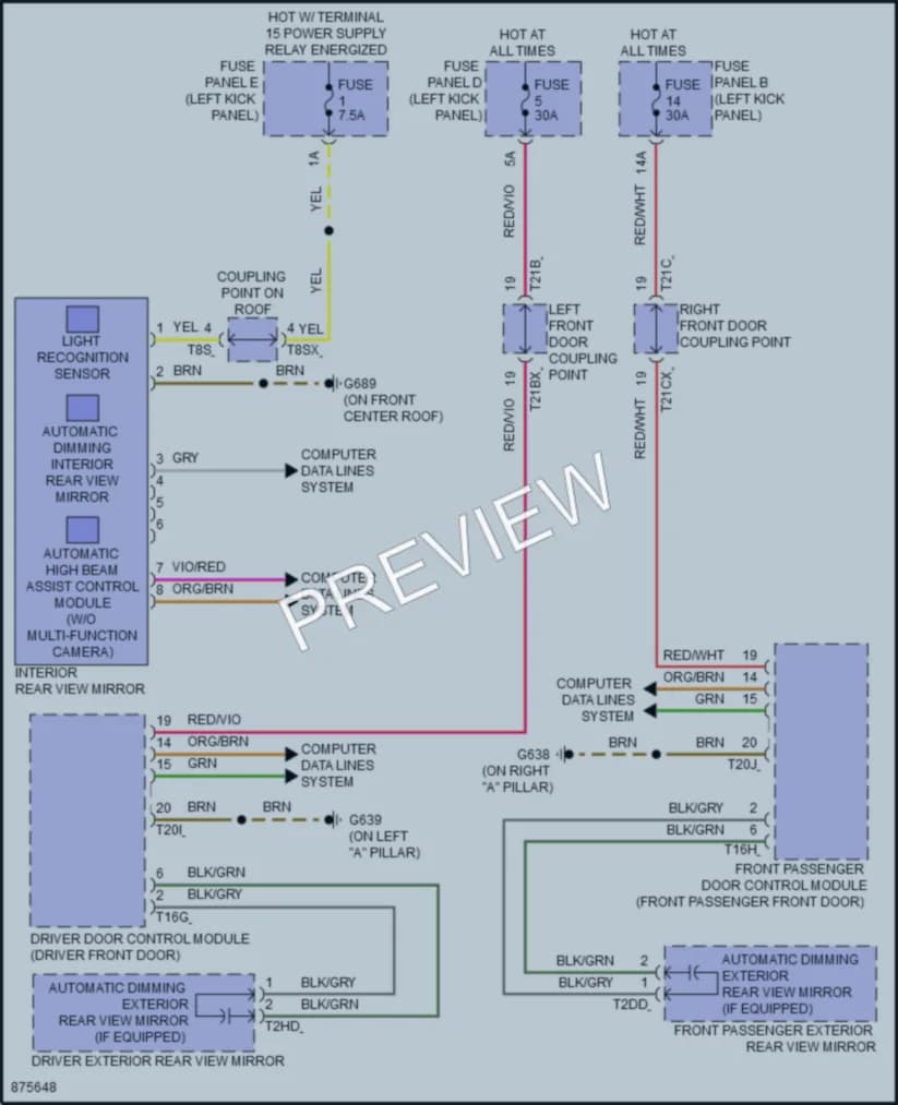 2024 Audi A6allroad Power Mirrors wiring diagram preview