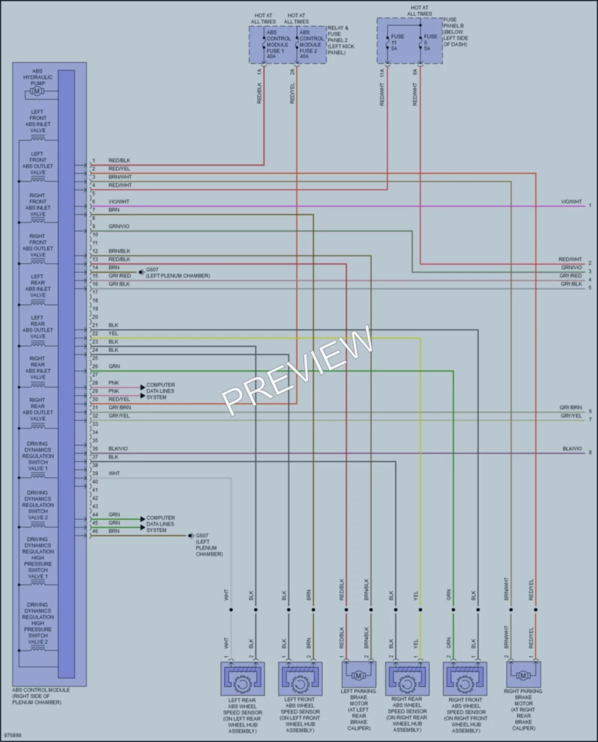2024 Audi A8L Anti Lock Brakes wiring diagram preview