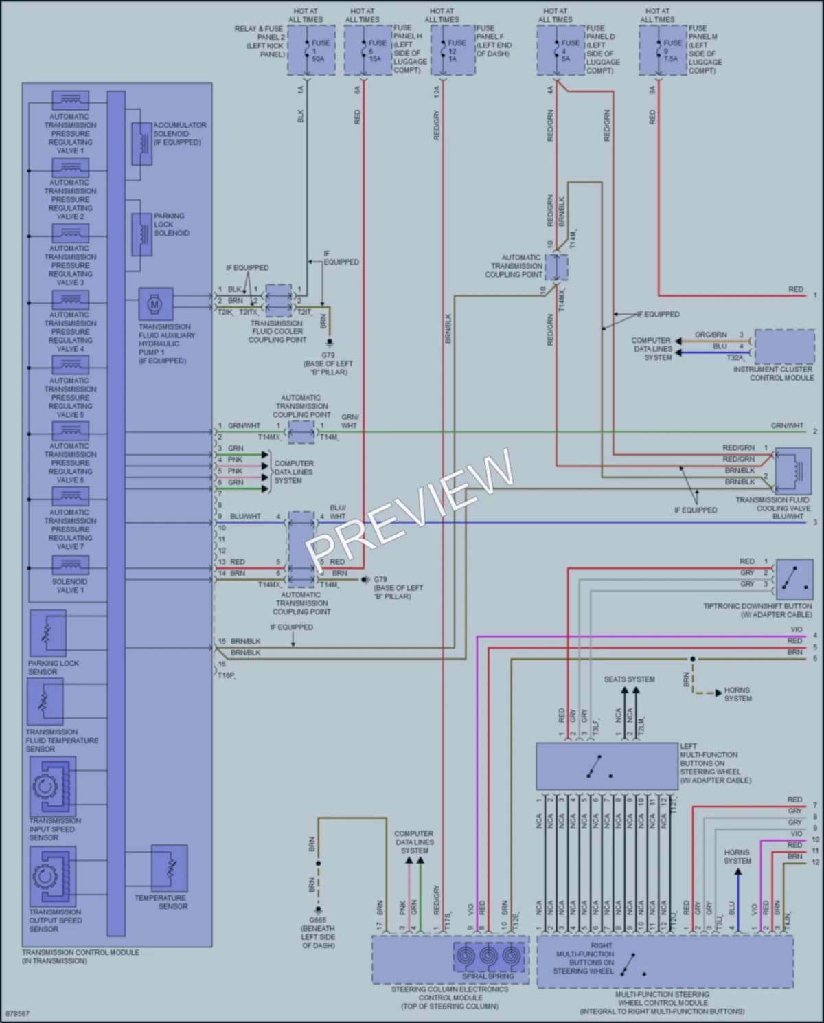 2024 Audi A8L Transmission wiring diagram preview