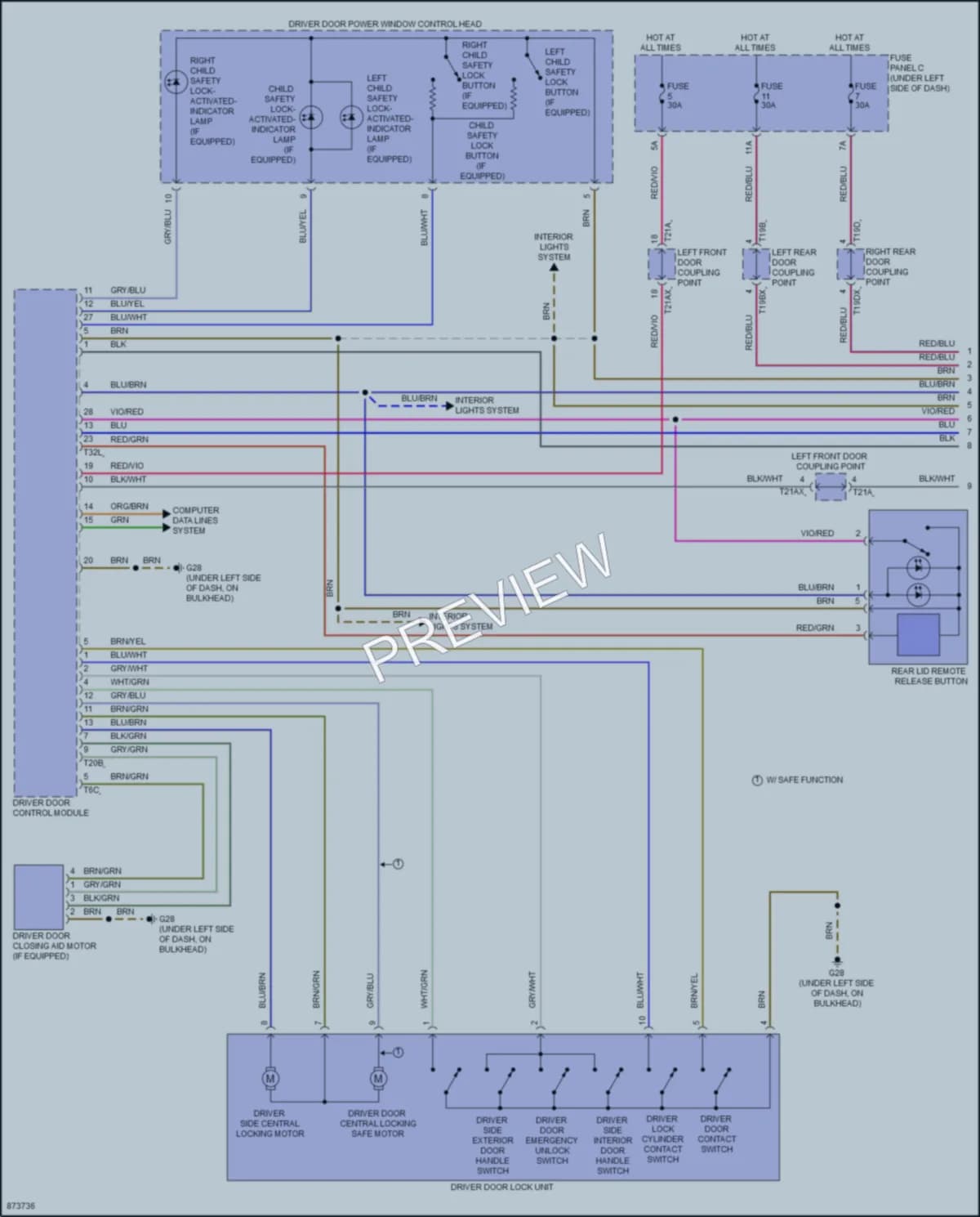 2024 Audi Q8 Power Door Locks wiring diagram preview