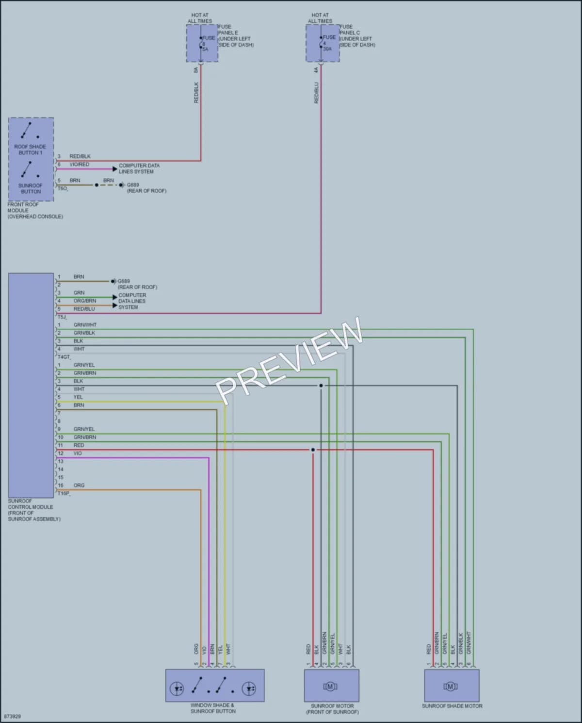 2024 Audi Q8 Power Top Sunroof wiring diagram preview