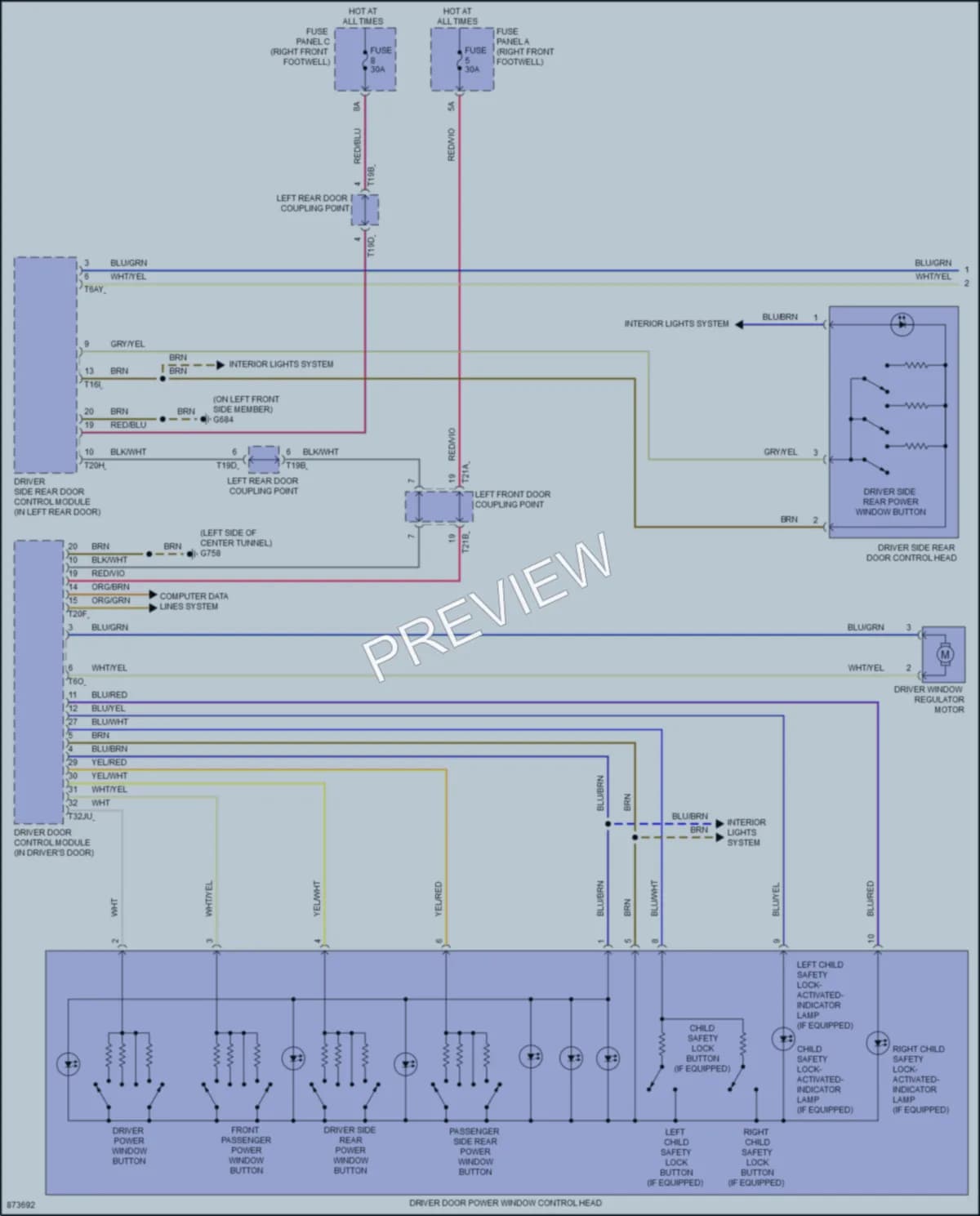 2024 Audi Q8etron Power Windows wiring diagram preview