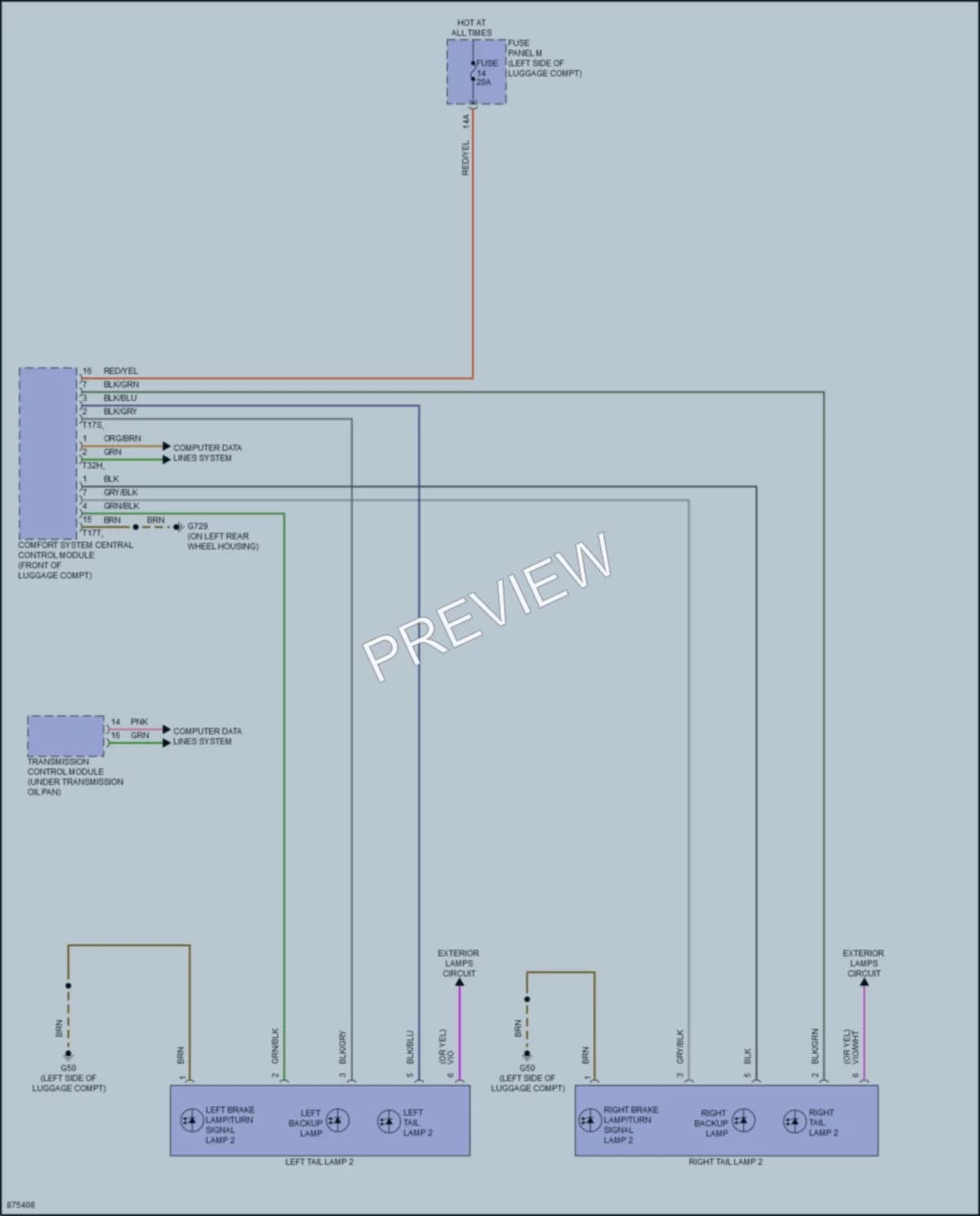 2024 Audi RS6 Exterior Lights wiring diagram preview