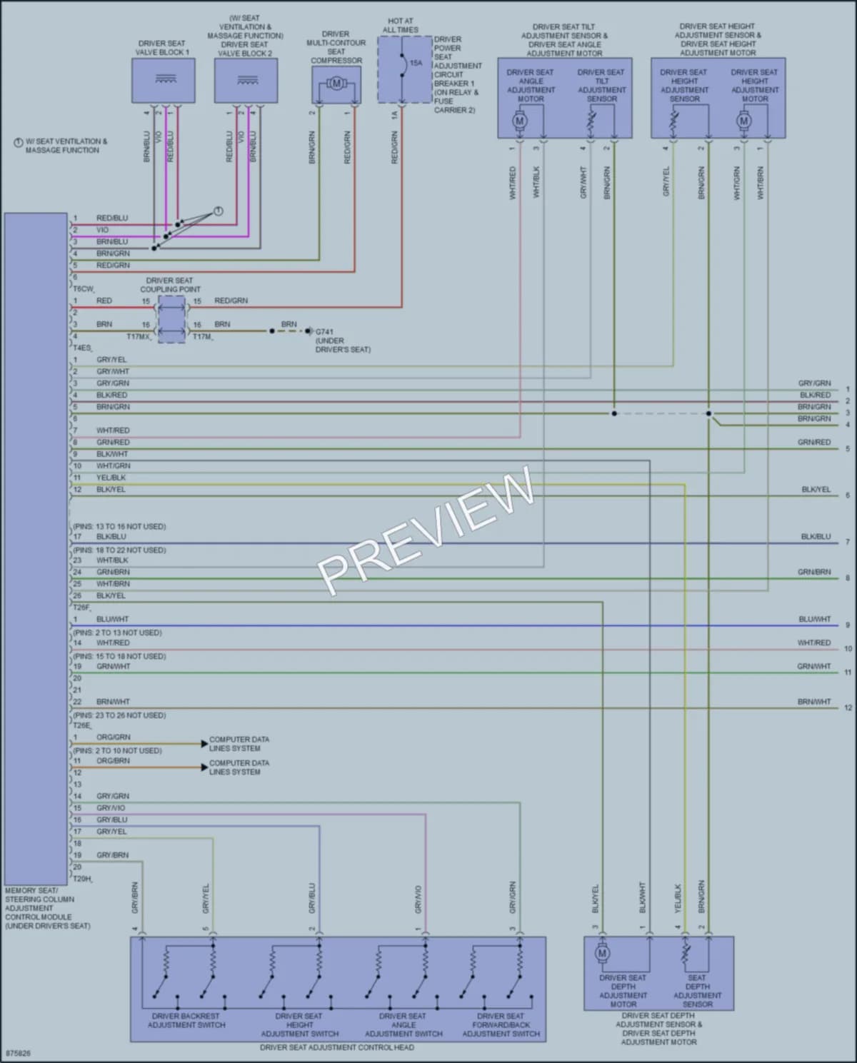 2024 Audi RS6 Memory Systems wiring diagram preview