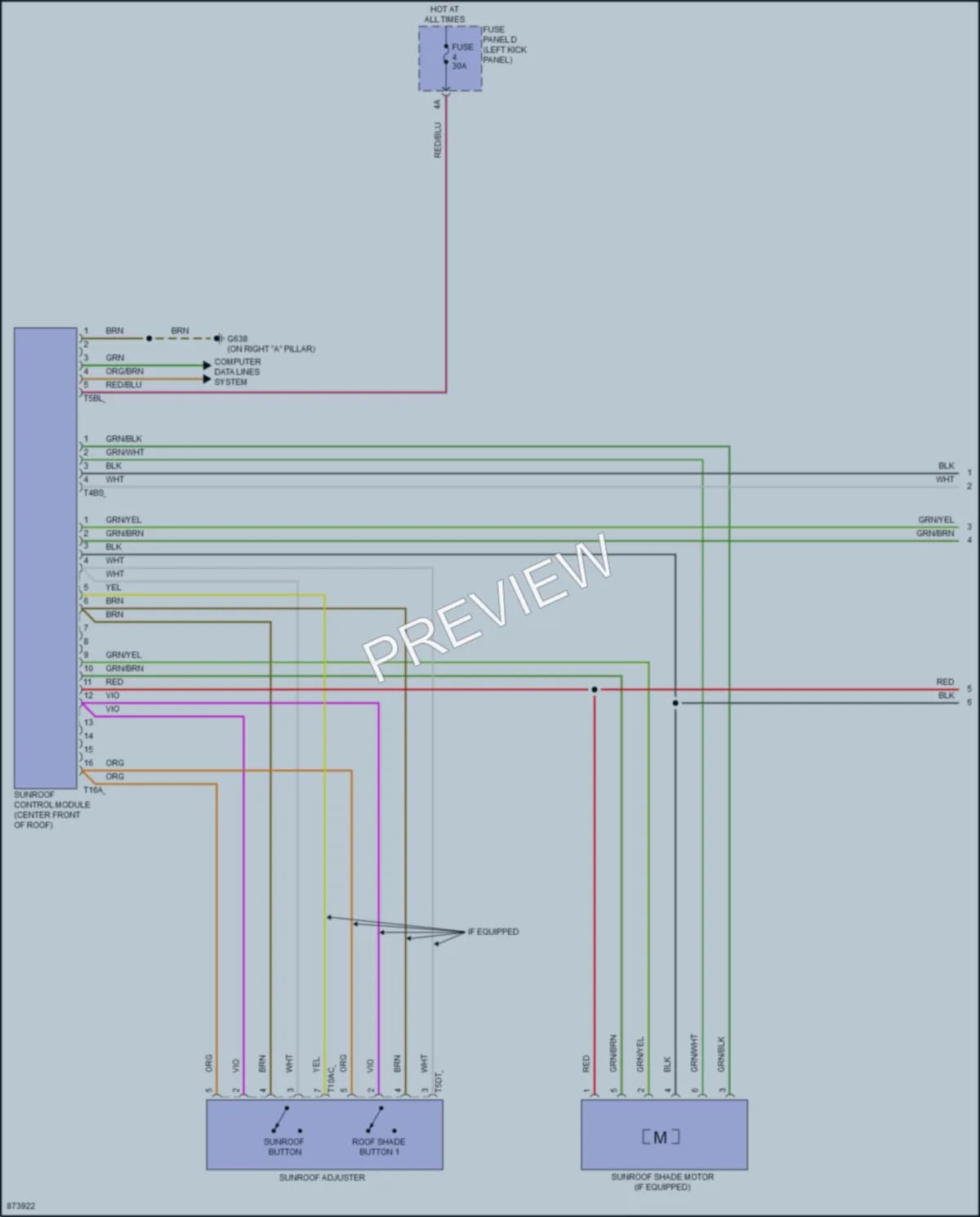 2024 Audi RS6 Power Top Sunroof wiring diagram preview