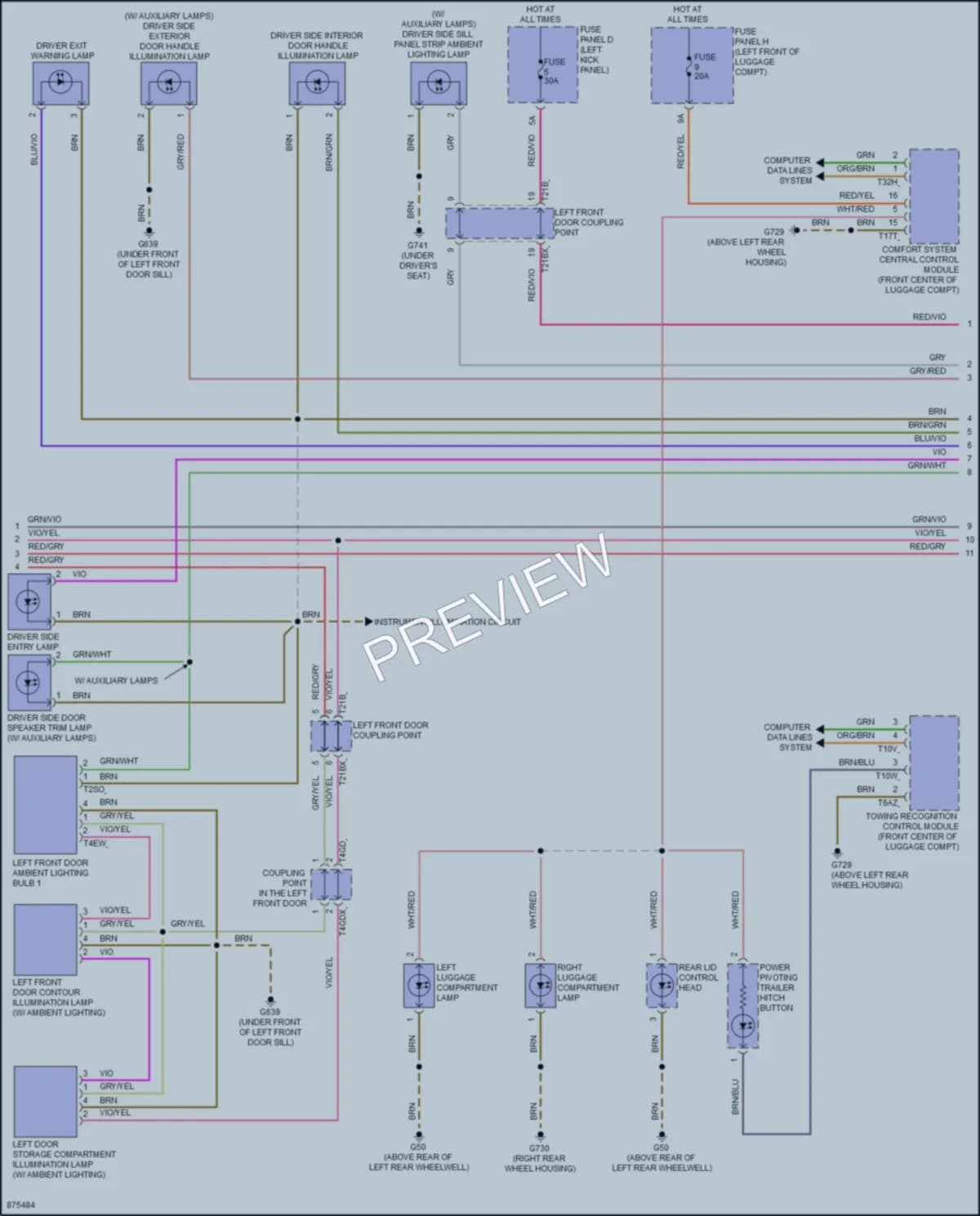 2024 Audi RS7 Interior Lights wiring diagram preview