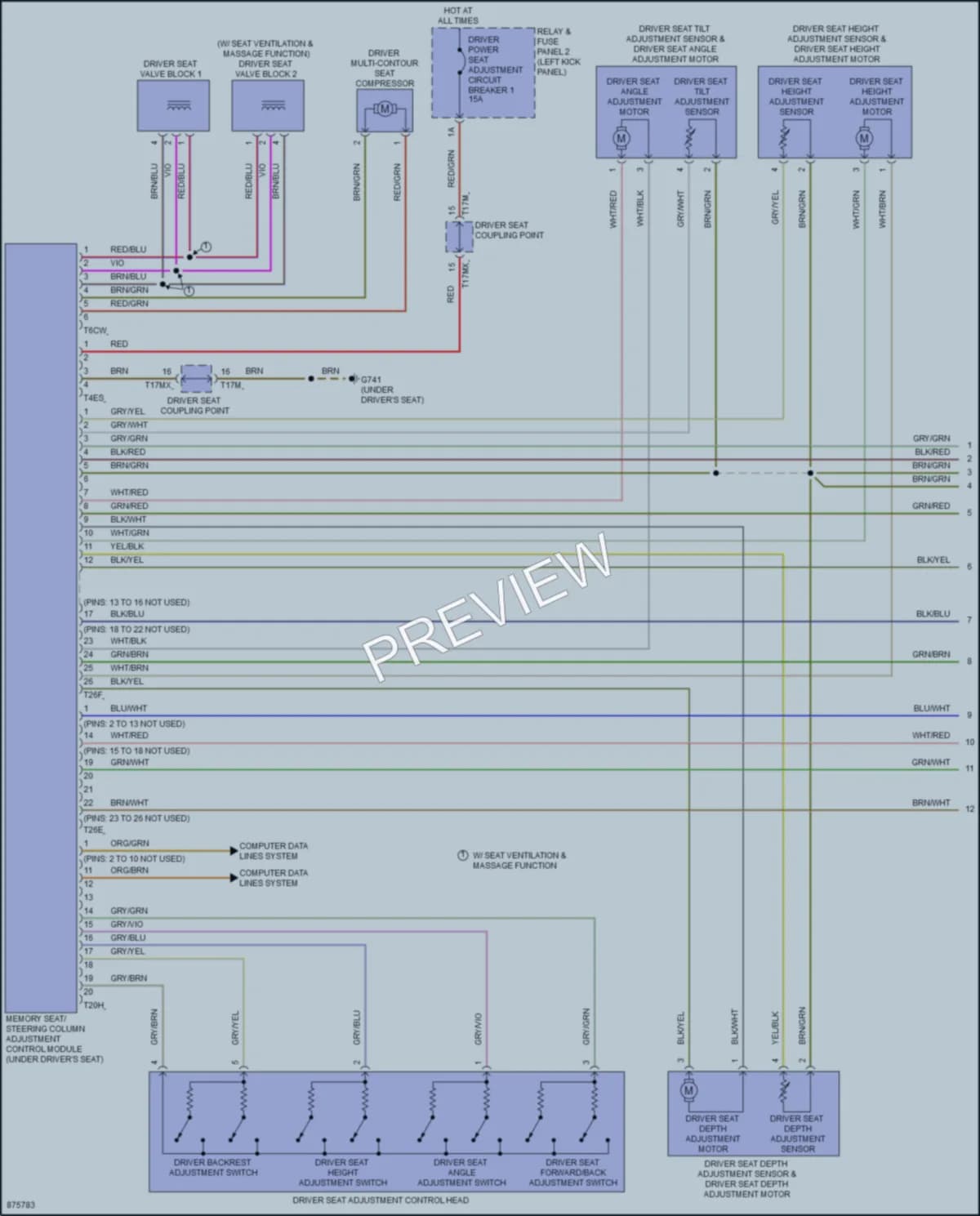 2024 Audi RS7 Memory Systems wiring diagram preview