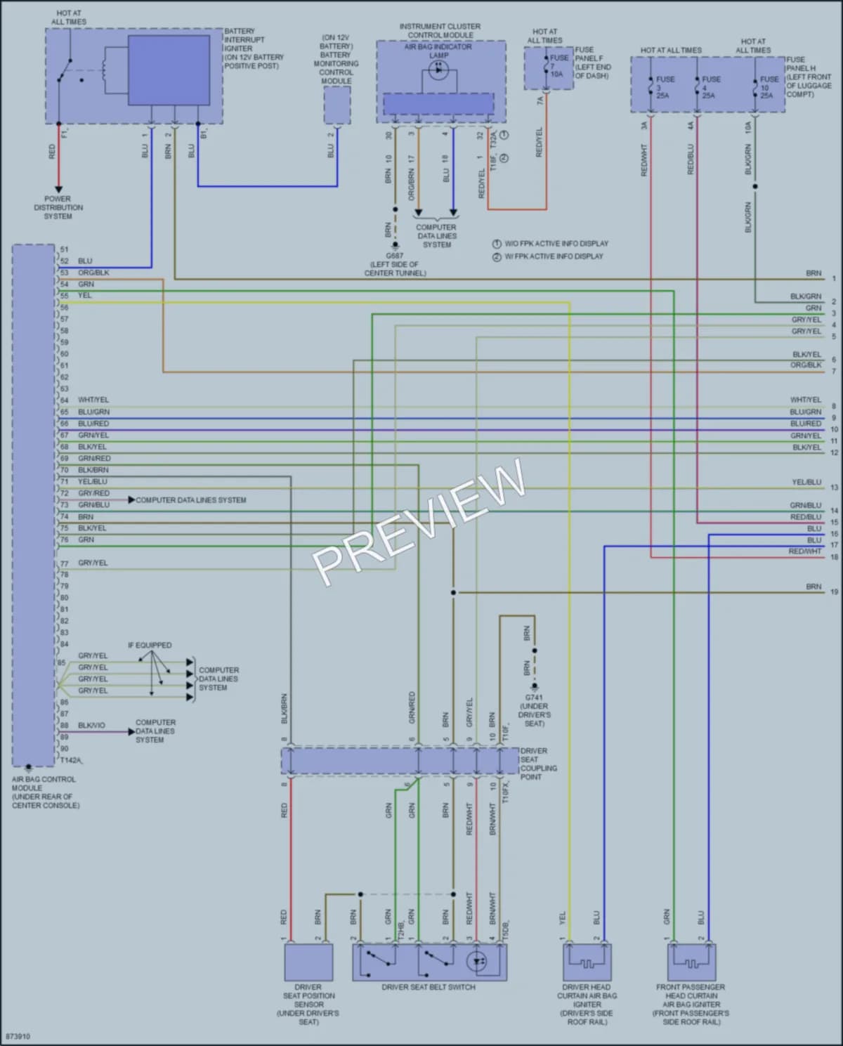 2024 Audi RS7 Supplemental Restraints wiring diagram preview
