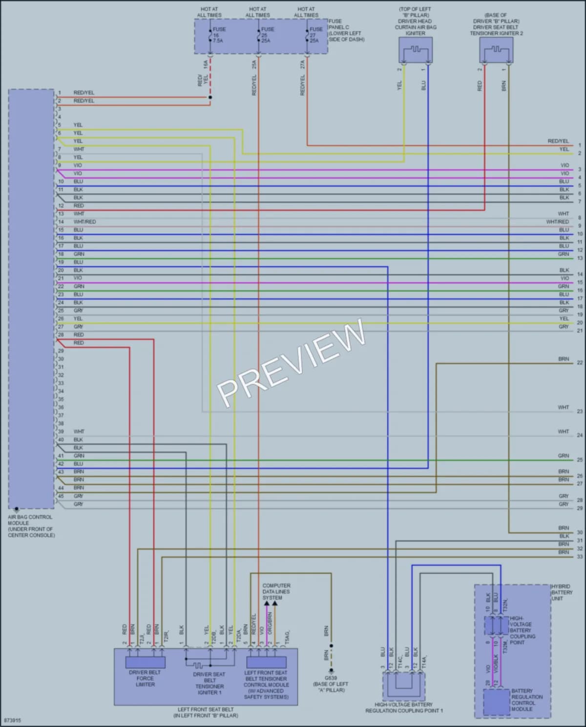 2024 Audi S3 Supplemental Restraints wiring diagram preview