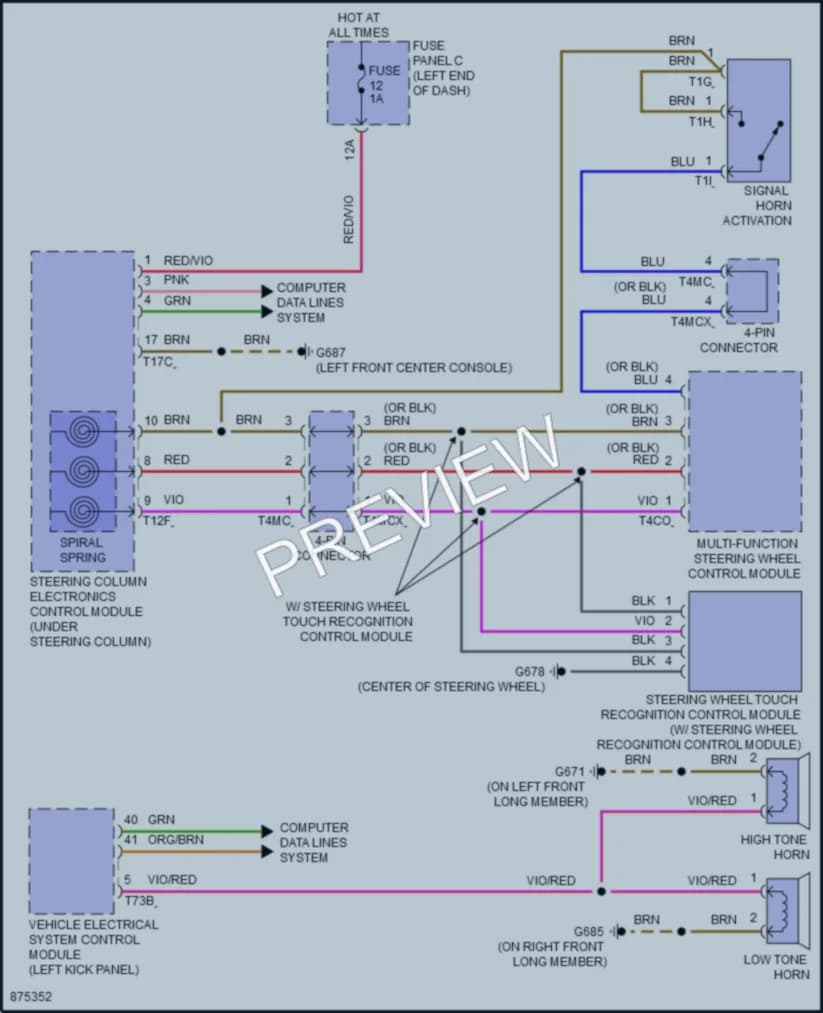 2024 Audi S5 Horn wiring diagram preview
