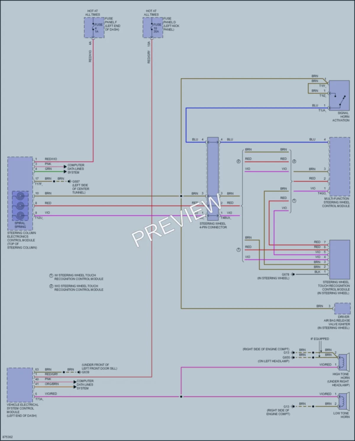 2024 Audi S7 Horn wiring diagram preview