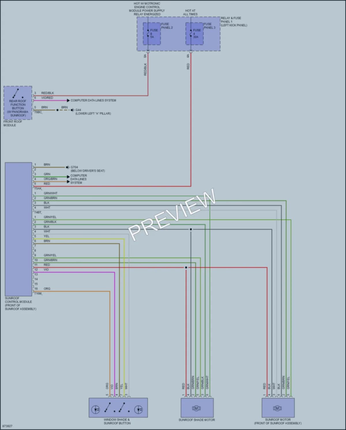 2024 Audi SQ5Sportback Power Top Sunroof wiring diagram preview