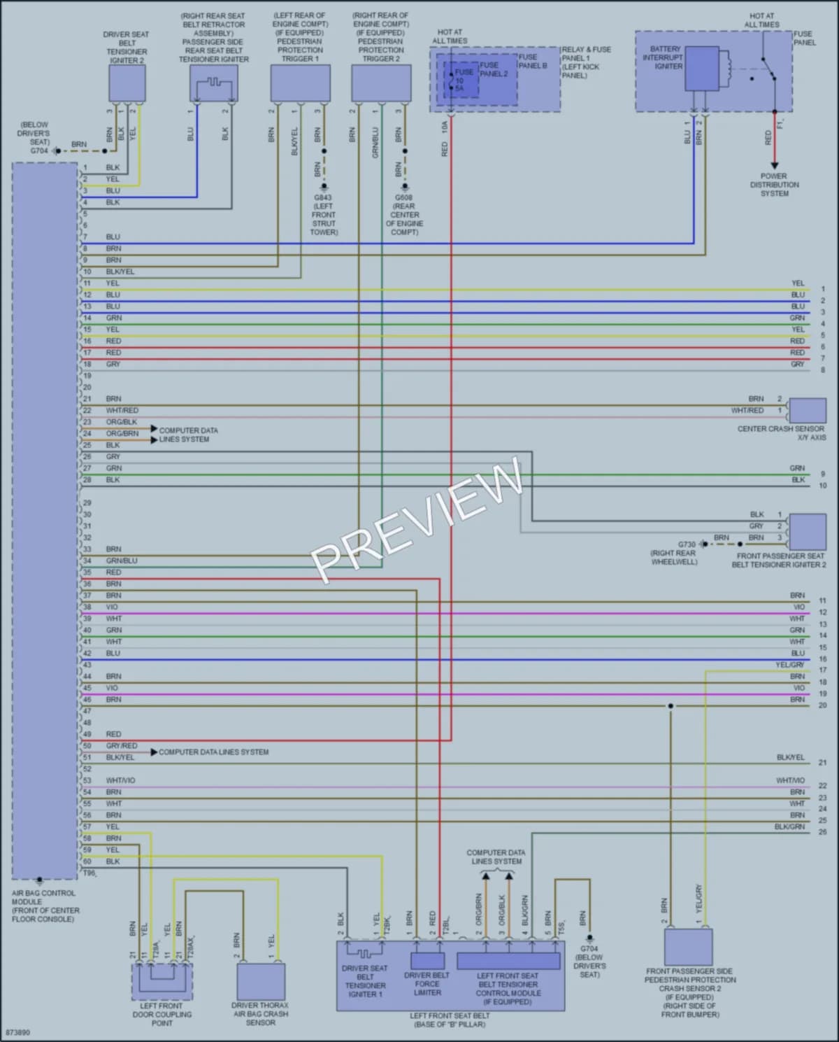 2024 Audi SQ5Sportback Supplemental Restraints wiring diagram preview