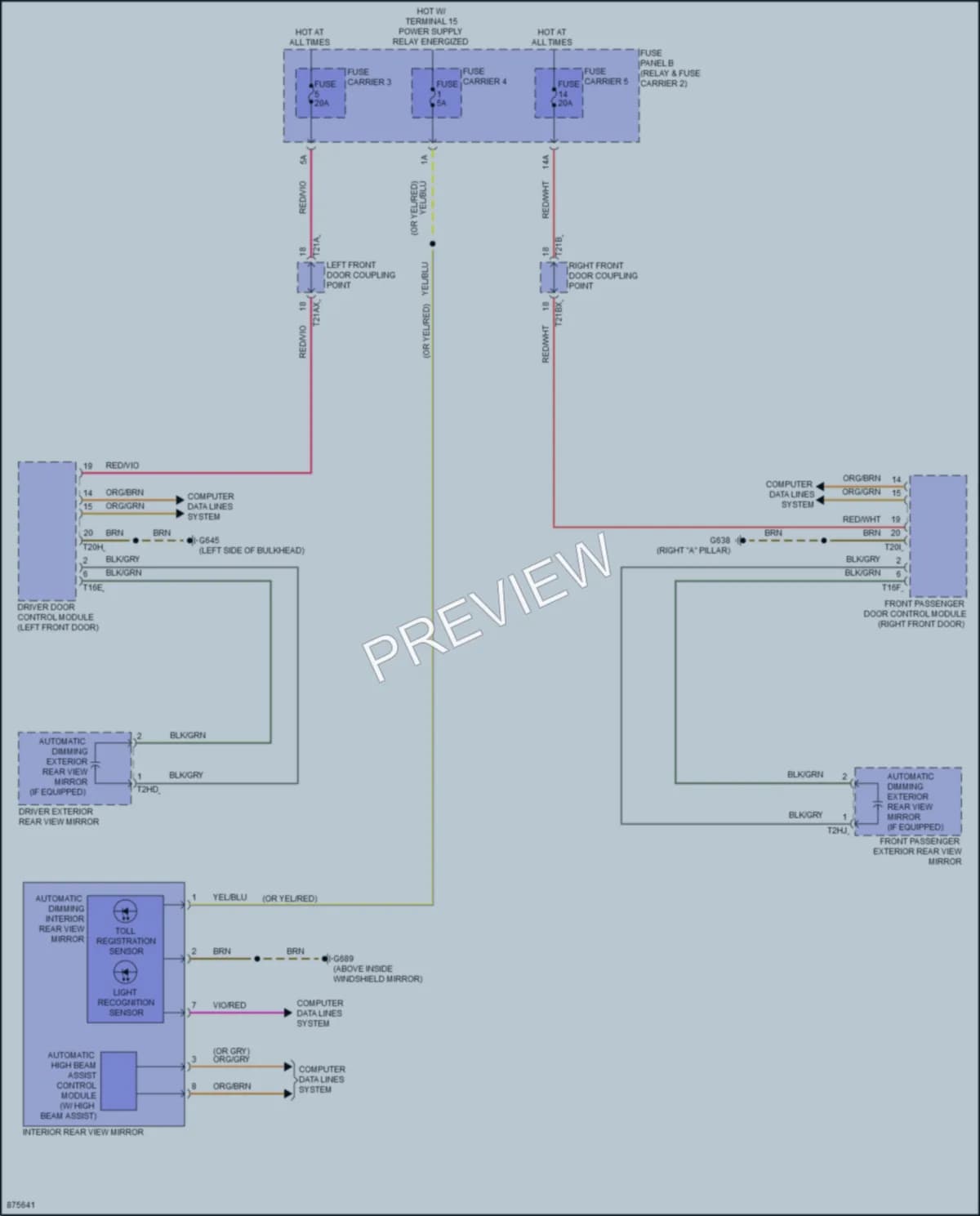 2024 Audi SQ7 Power Mirrors wiring diagram preview