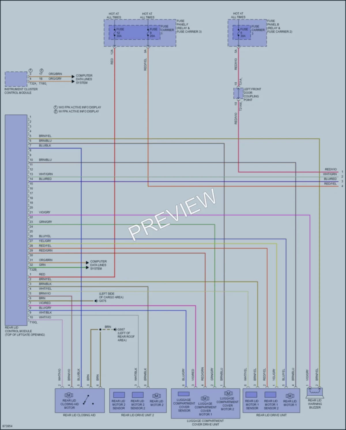 2024 Audi SQ7 Trunk Tailgate Fuel Door wiring diagram preview