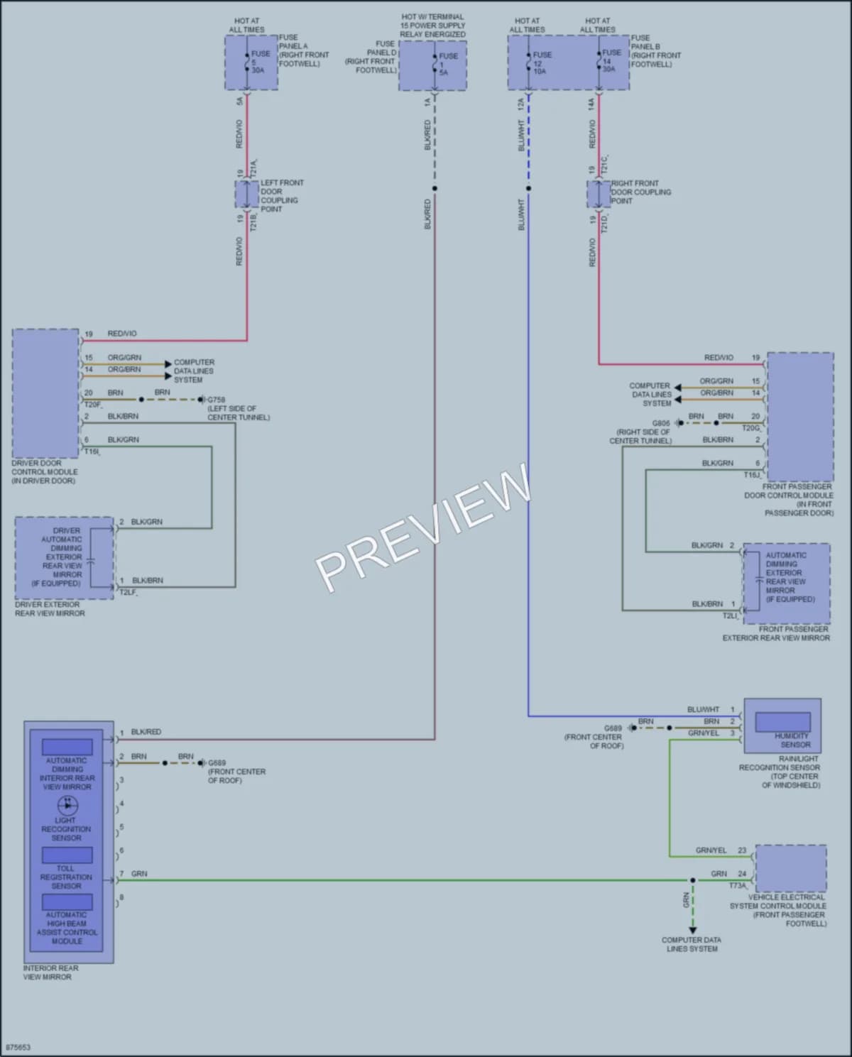 2024 Audi SQ8etron Power Mirrors wiring diagram preview
