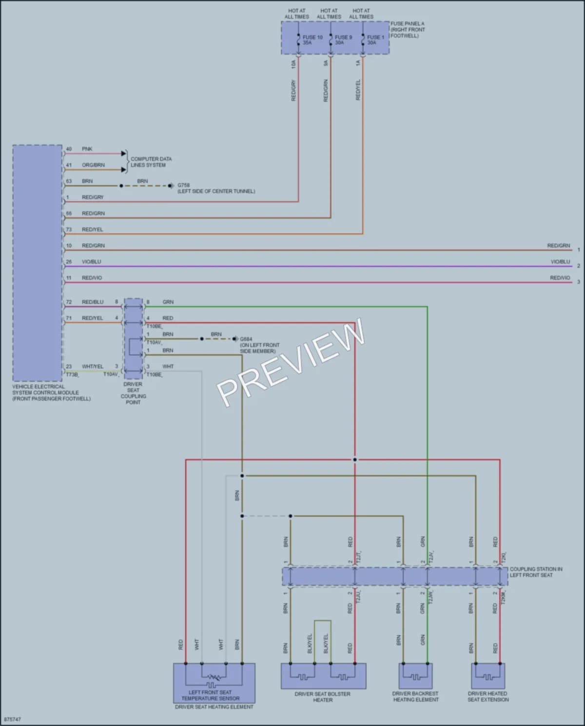 2024 Audi SQ8etron Power Seats wiring diagram preview