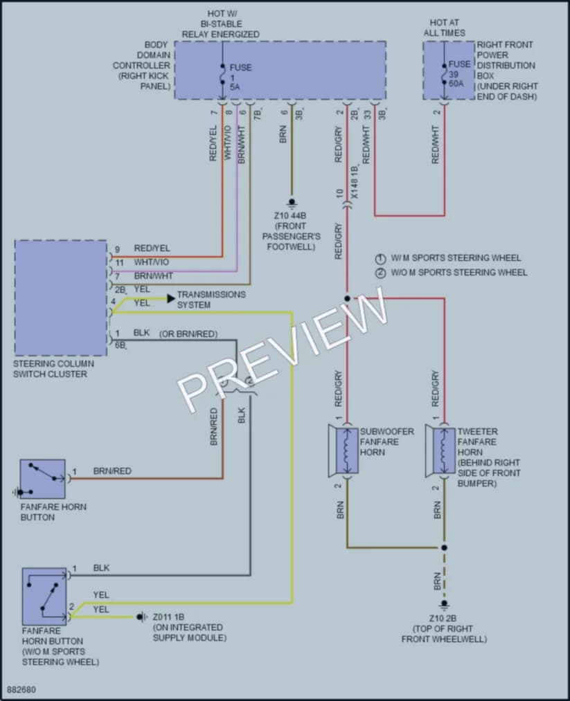 2024 BMW 230i Horn wiring diagram preview